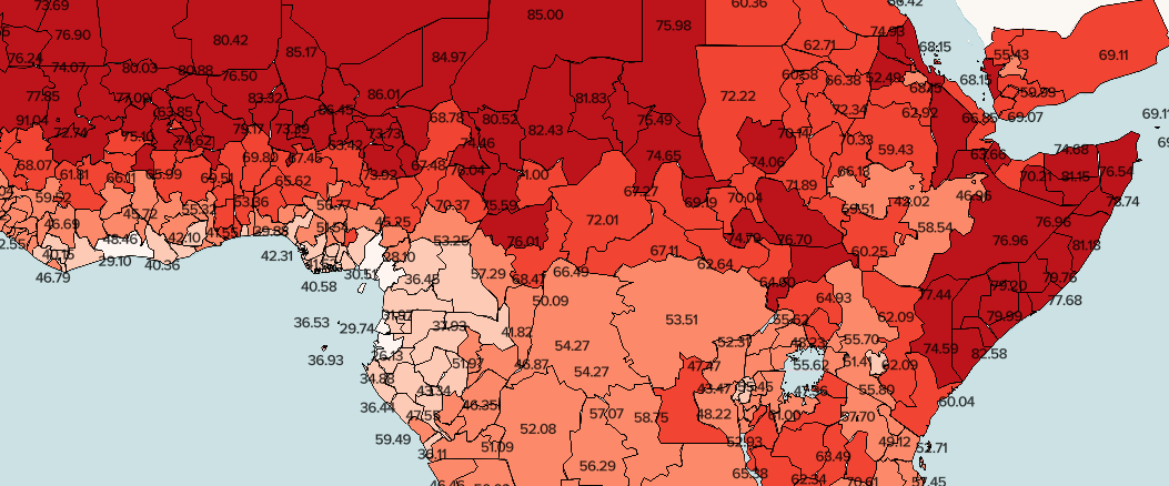 The Dynamic Subnational Heath Health Risk Index map over Central Africa 