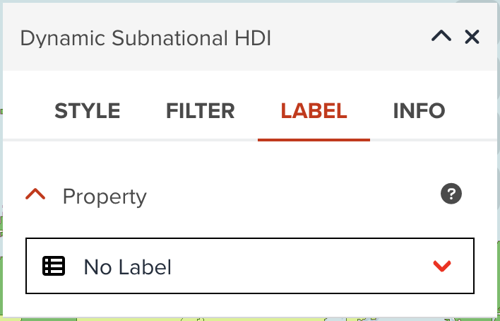 Selecting label option by choosing a property